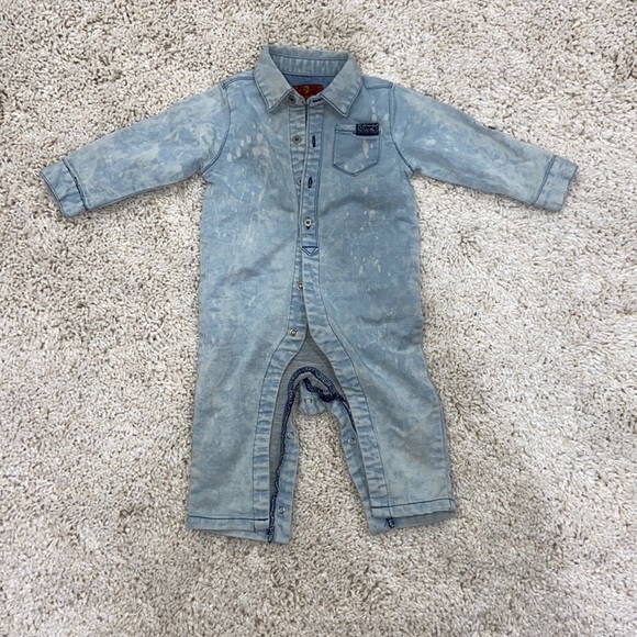 6-9 Month 7 For All Mankind Denim Onesie - Picture 1 of 5
